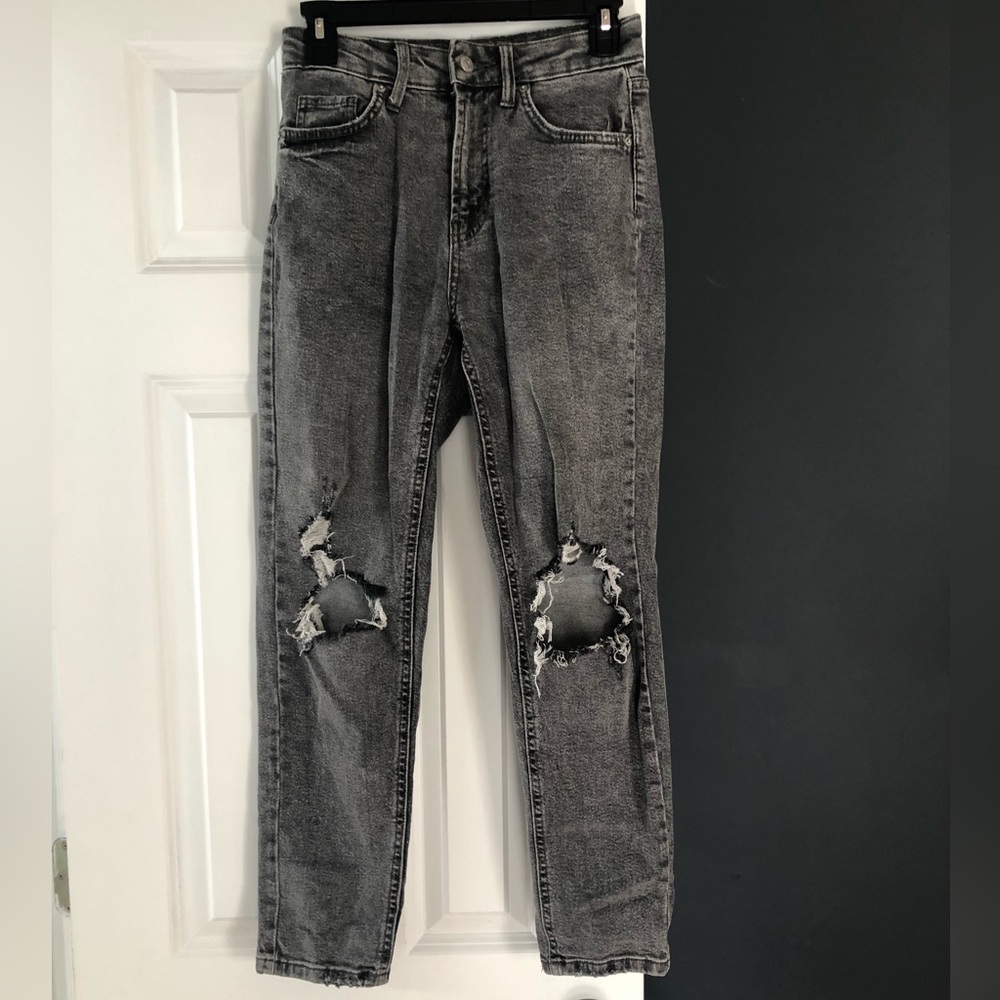 Black/grey faded straight jeans